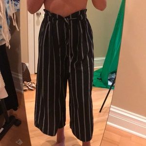Black striped flowy pants